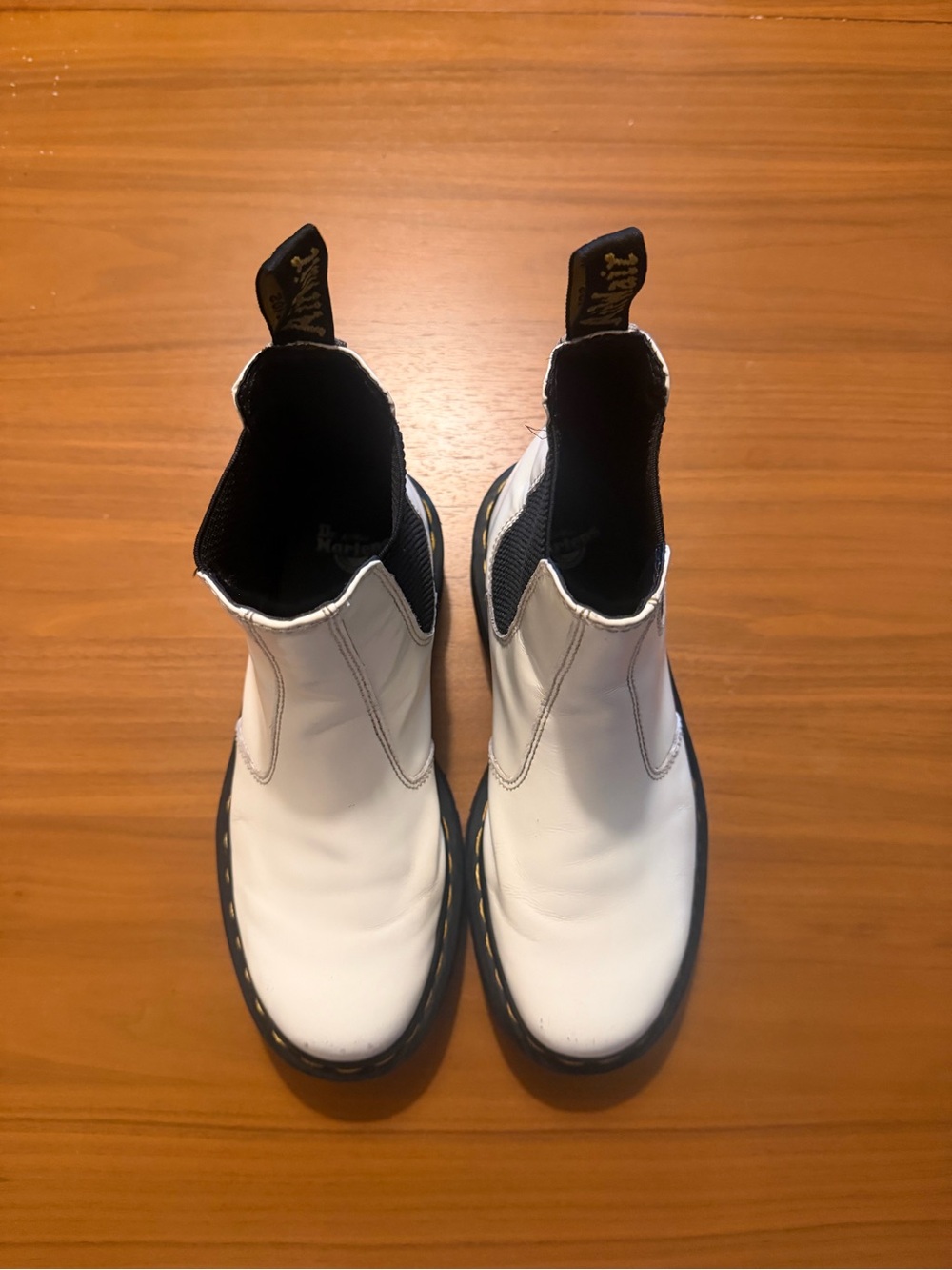 Dr. Martens 2976 Quad White Leather Platform Chelsea Boots Womens 7 Mens 6
